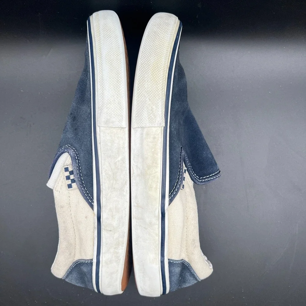 Vans Classic Slip-On Mens 8 Sneaker Navy Blue Suede Low Top Skateboard Shoes